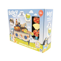 Bluey – Wooden BBQ and Salad Set, 33-Piece Colourful Playset with Tongs and Food Pieces – Realistic Role-Play & Imaginative Fun for Ages 3 Years and Up