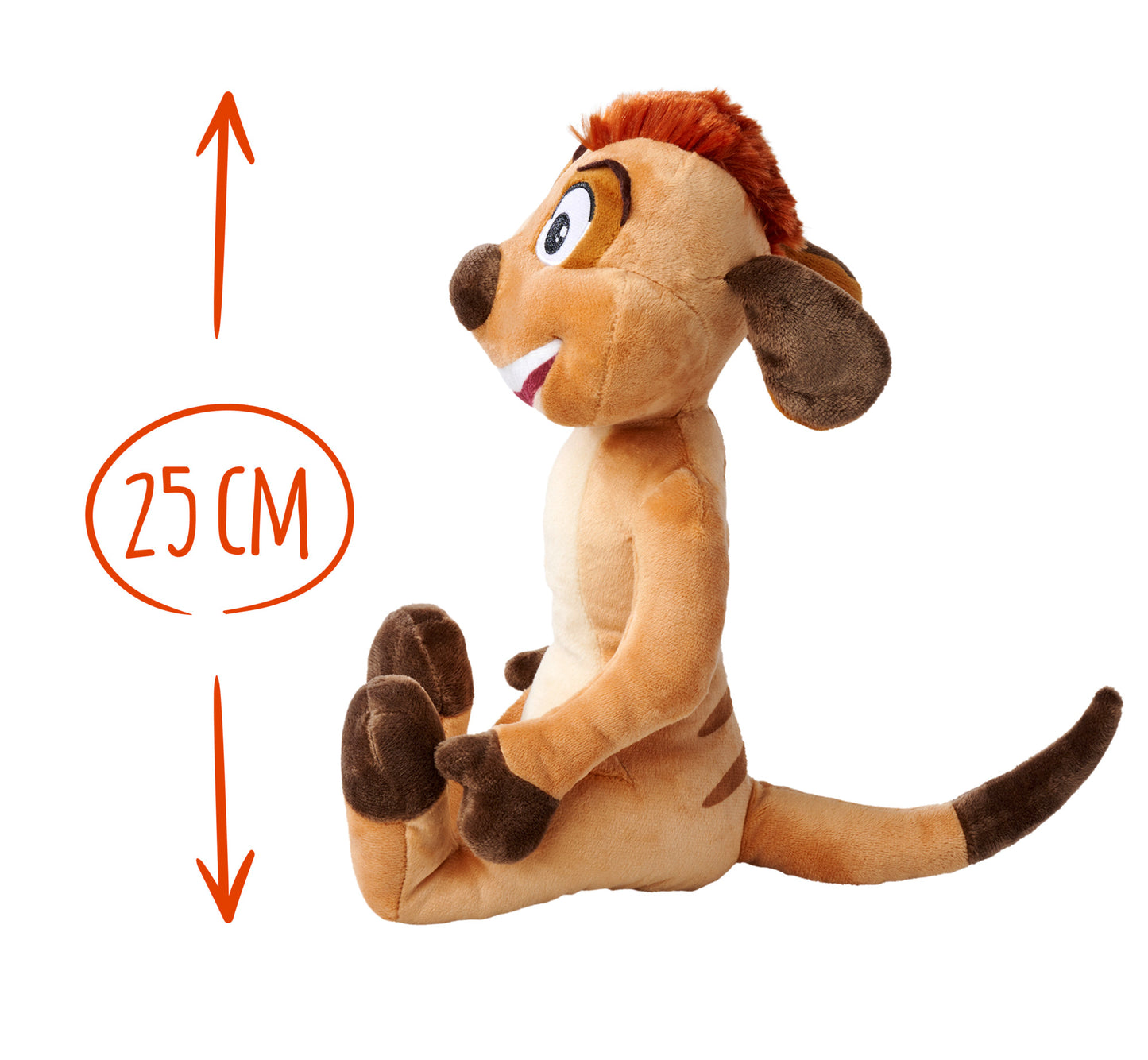 Disney Lion King Timon Soft Toy 25cm tall, Celebrating 30 Years of The Lion King, cuddly soft toy for kids and adults.