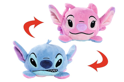 Disney Official Stitch and Angel Reversible 10cm Plush toy for kids Stitch, Blue, pink