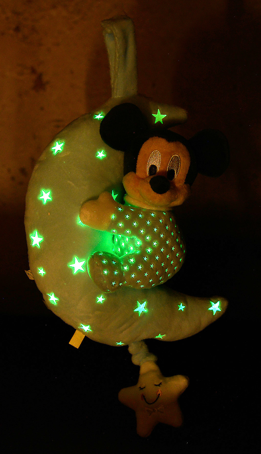 Disney Mickey Mouse Musical and Glow in the Dark Cot, Pram or Car Seat Toy, for Use at Home or on the Move