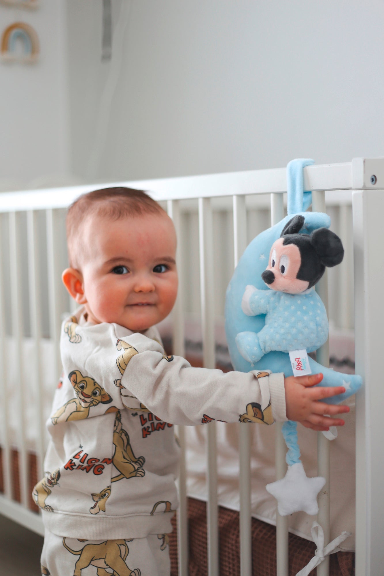 Disney Mickey Mouse Musical and Glow in the Dark Cot, Pram or Car Seat Toy, for Use at Home or on the Move