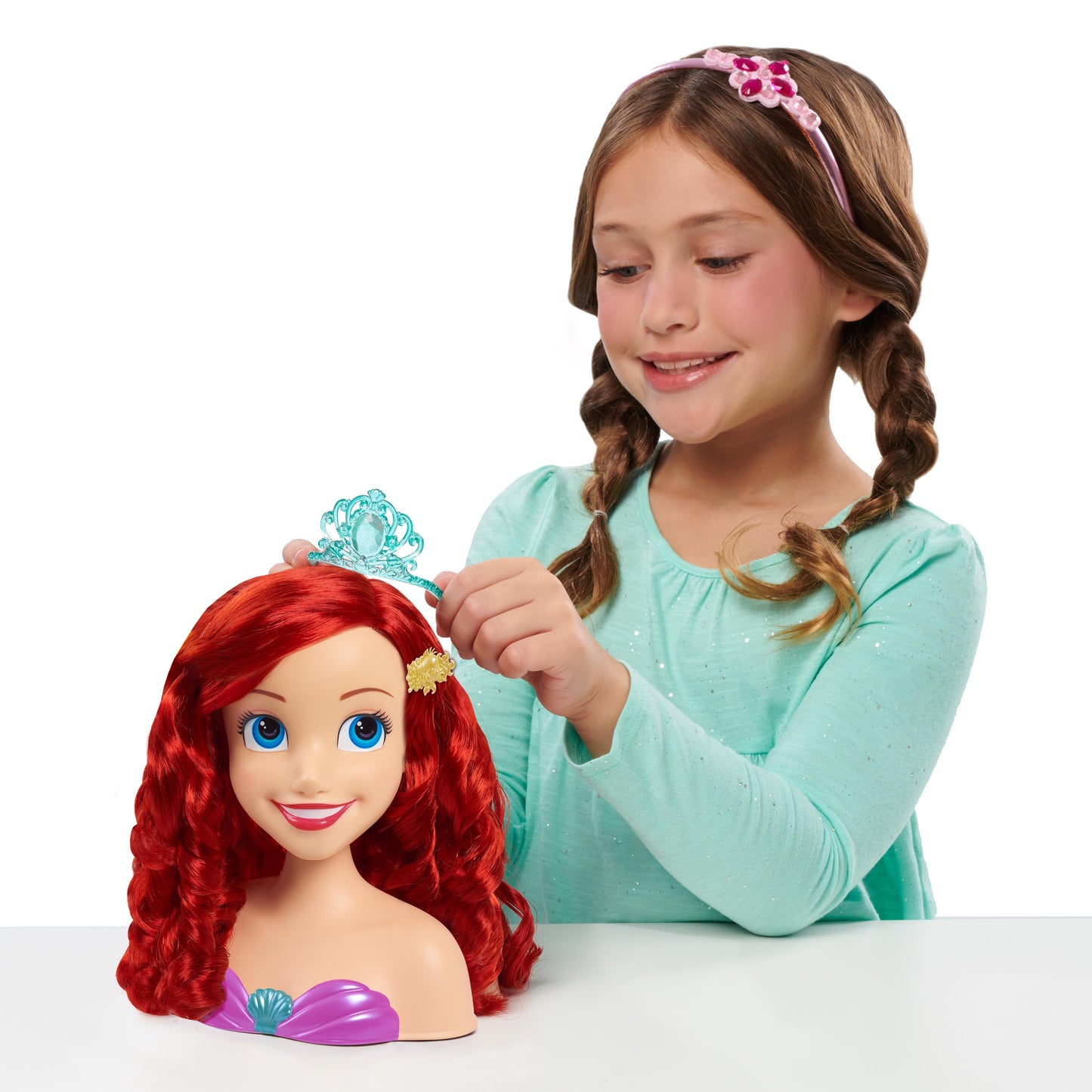 Disney Princess Ariel Styling Head, 18-pieces, Pretend Play, Kids Toys for Ages 3 Up