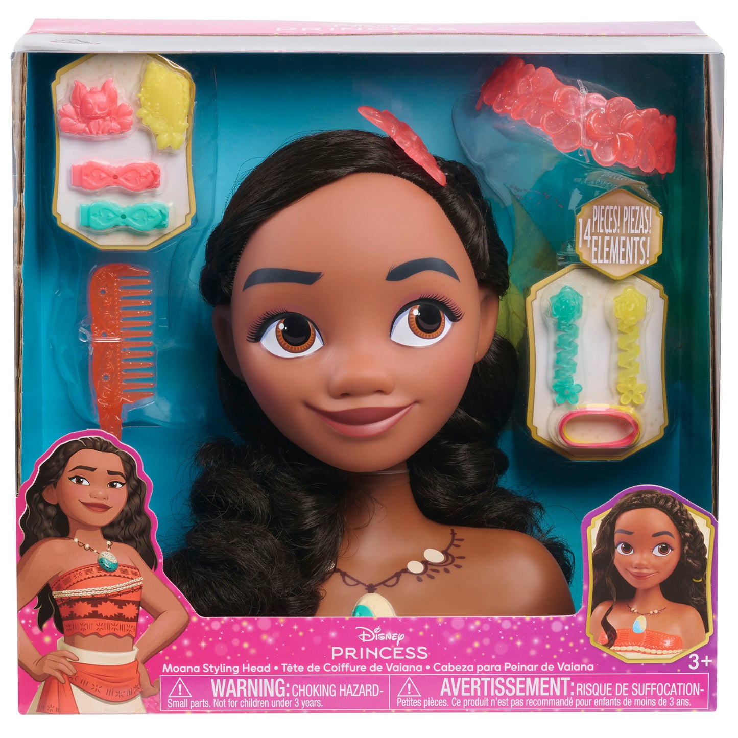 Disney Princess Moana Styling Head,Pretend Play, Kids Toys for Ages 3 Up