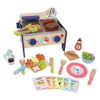 Bluey – Wooden BBQ and Salad Set, 33-Piece Colourful Playset with Tongs and Food Pieces – Realistic Role-Play & Imaginative Fun for Ages 3 Years and Up