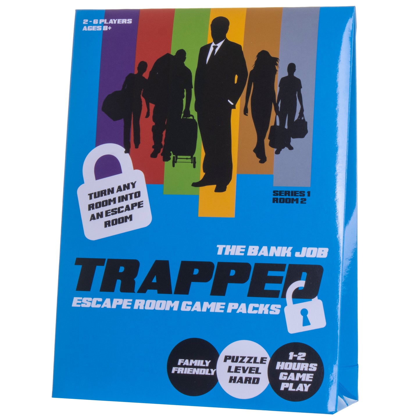 Escape Room Game - Trapped Bank Job. Solve the puzzles & clues to escape the room. Up to 6 Players, Age 8+ Family games.