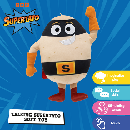 Supertato, Talking Teddy Bear Toy, From the book & CBeebies Series, Beige