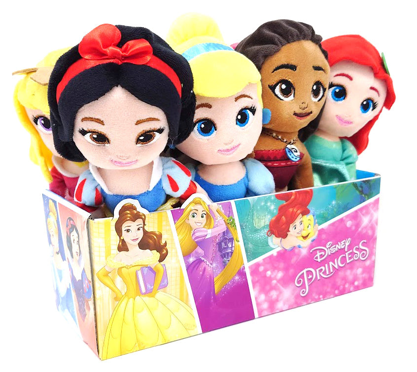 Disney Princesses Soft Toy Collection : Ariel 19cm , Moana 20cm, Cinderella 21cm, Belle 21cm, Mulan 19cm, Rapunzel 18cm, Snow White 21cm, Aurora 18cm . (8 Pieces)