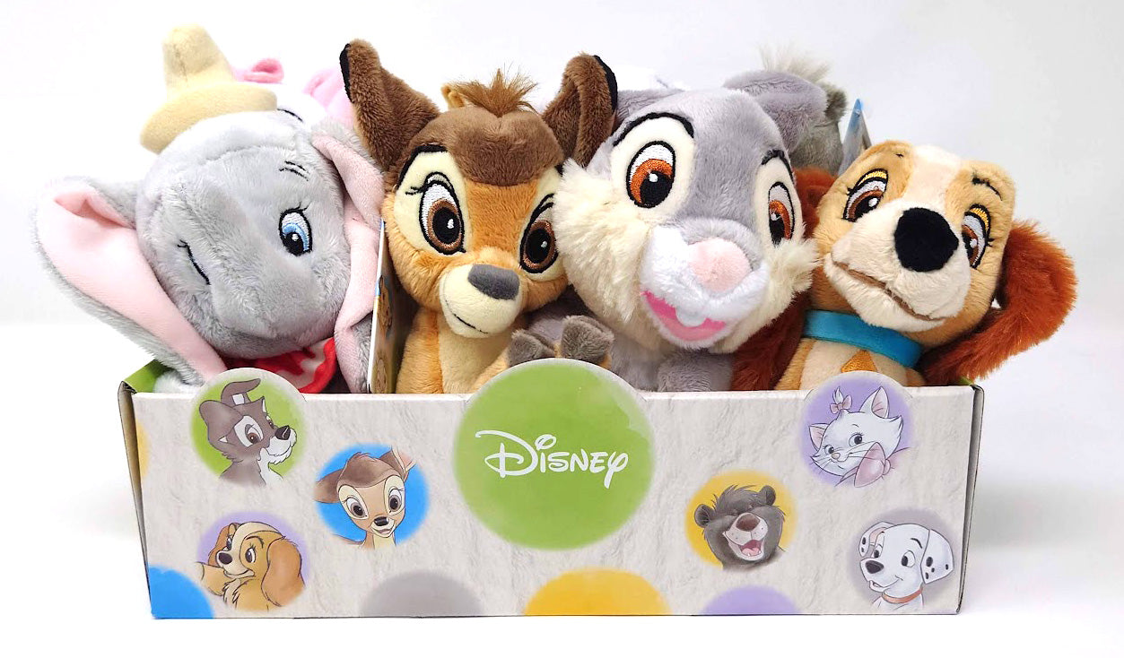 Disney Classic Animals Small Soft Toy Collection :Baloo 15cm, Lady 14cm, Thumper 16cm, Simba 15cm, Bambi 15cm, Marie 15cm, Dumbo 17cm, Dalmation 15cm. (8 Pieces)