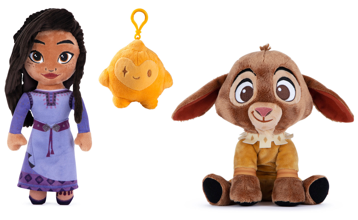 Disney Wish Soft Toy Collection: Asha 31cm tall, Star 10cm tall & Valentino the Goat 23cm tall (3 Pieces)