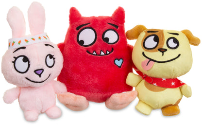 Golden Bear Love Monster Mini Plush Collection: Love Monster 15cm, Bad Idea Puppy 13cm & Tiniest Fluffy Bunny 15cm (3 Pieces), (2208, 2209, 2210)