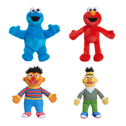 Sesame Street Small Soft Toy Collection: Cookie Monster (23cm), Elmo (23cm), Bert (23cm) & Ernie (23cm): 4 Pieces